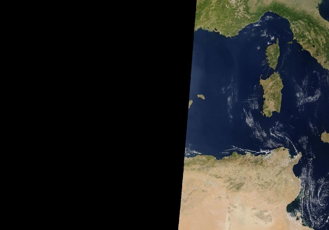 Imatge de satèl·lit del dia: dorsal càlida subtropical en alçada i intrusió de massa d'aire africà.