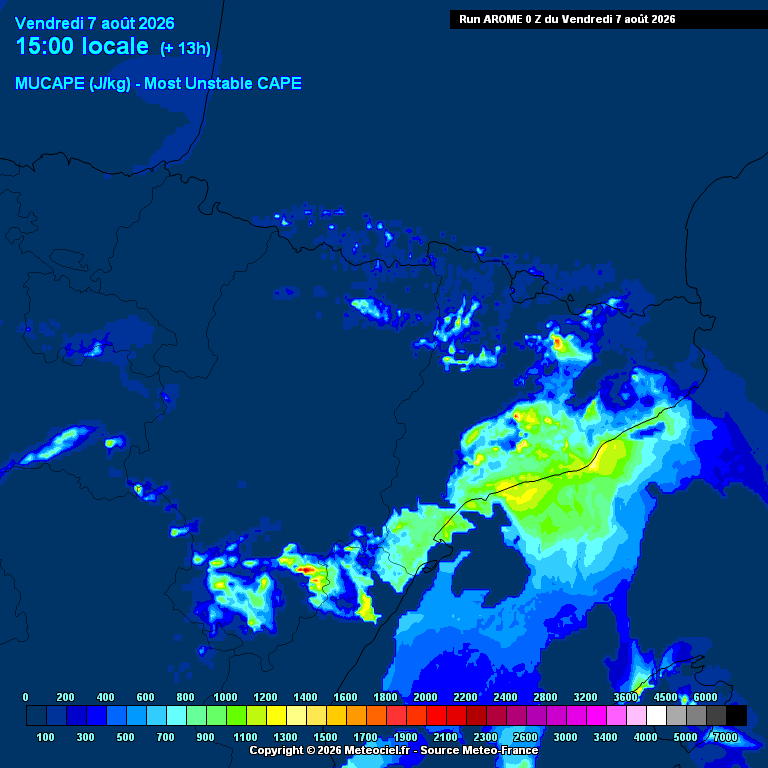 Energia convectiva disponible (MUCAPE), hora a hora: acumulació diürna sota dorsal subtropical amb subsidència persistent.