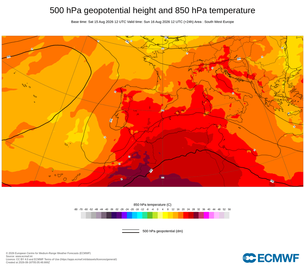 Geopotencial a 500 hPa i temperatura a 850 hPa: convergència de flux marítim costaner amb rebuf de llevant.
