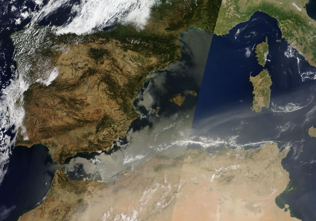 Imatge de satèl·lit del dia: transport de massa subtropical impulsat per dorsal en alçada.