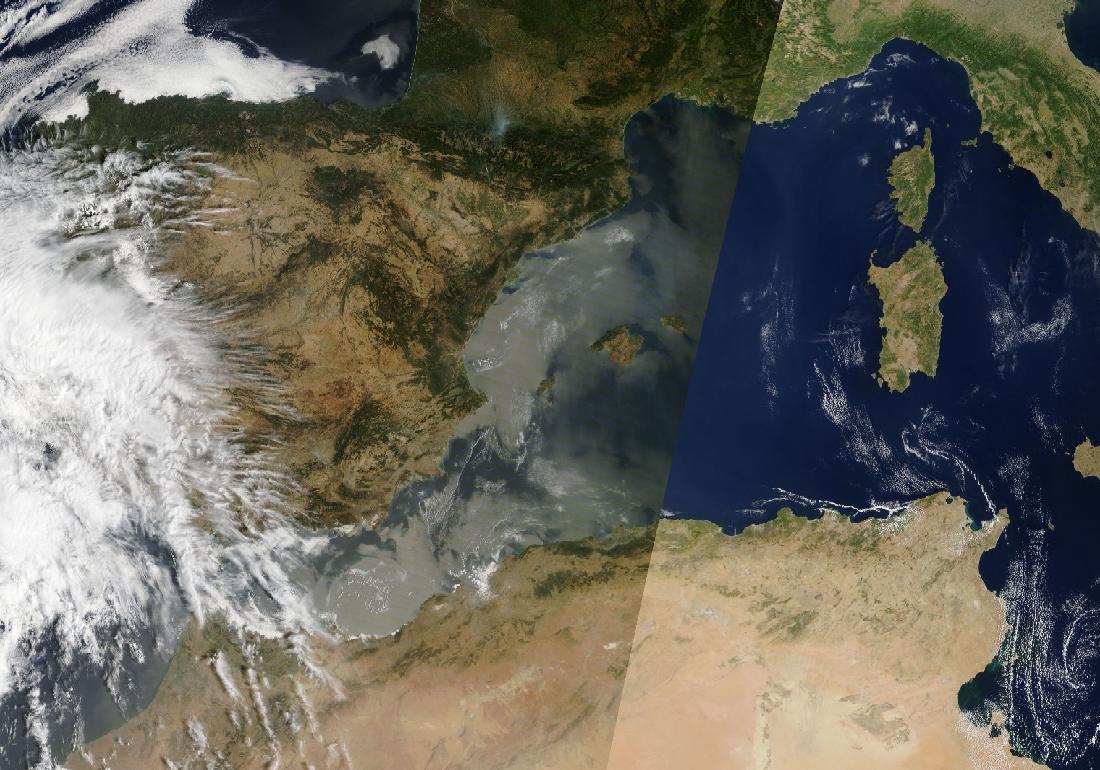 Imatge de satèl·lit del dia: advecció càlida africana sota una dorsal subtropical en alçada.